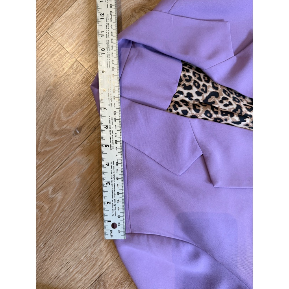 Purple Lavender Blazer XL Leopard Print Lined Single Button Jacket - Picture 14 of 14